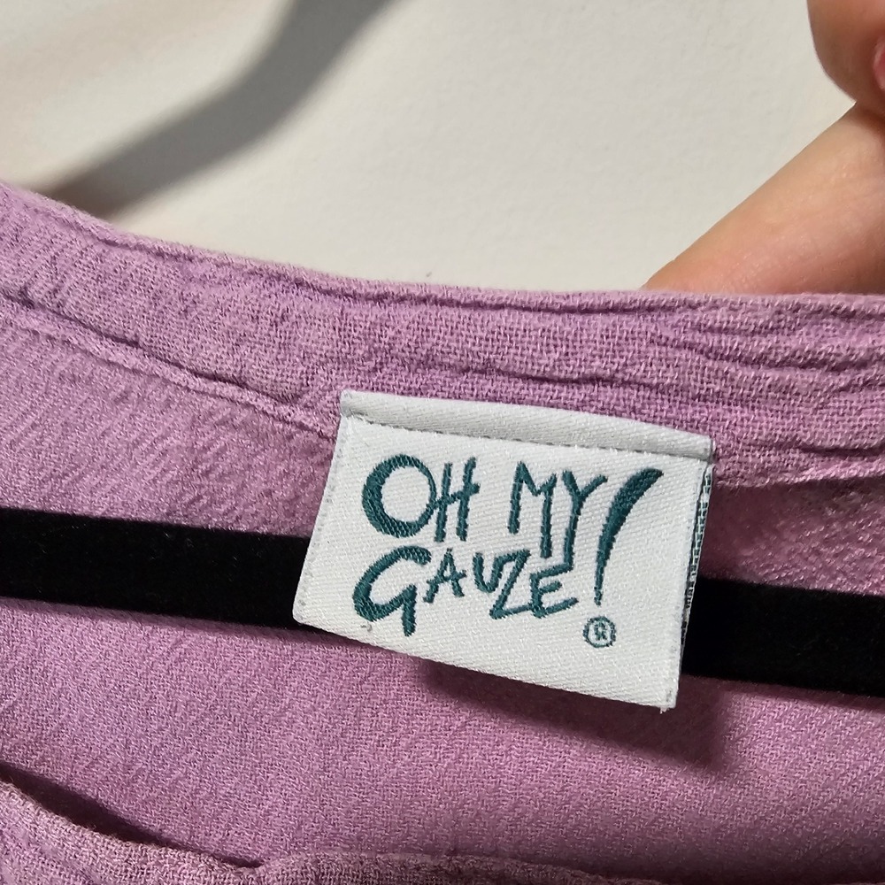 OH MY GAUZE! L/XL‎ Sleeveless Midi Dress Lavender Cotton Gauze Casual - Picture 3 of 8